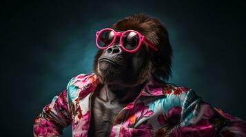 eleganta gorilla halv kropp tidskrift fotografering, ai generativ foto