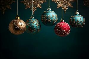invecklad jul ornament tillhandahålla en bakgrund. generativ ai foto