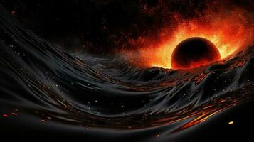 levande illustration svart hål händelse horisont. generativ ai foto