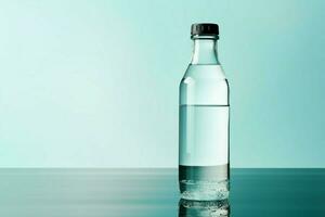 en levande 3d vatten flaska, ensam mot en rena, vit duk ai genererad foto