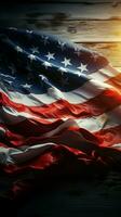 mångsidig Plats för personlig innehåll mot de bakgrund av de amerikan flagga vertikal mobil tapet ai genererad foto