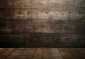 trä- vägg och golv som bakgrund. trä- textur med kopia Plats. ai genererad. foto