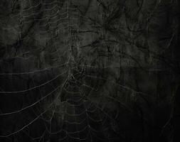 Spindel webb på svart bakgrund för halloween eller Skräck begrepp. ai genererad. foto