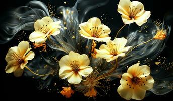 mörk och gyllene skön blommor. ai genererad foto
