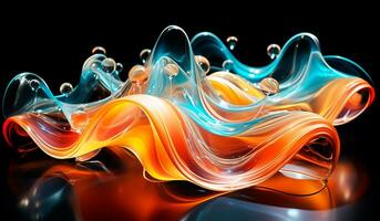 abstrakt färgrik vågor bakgrund. ai genererad foto