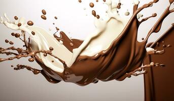 stänk av mörk choklad bar i vit choklad, för en kulinariska annons. ai genererad foto