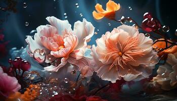 vibrerande färgad kronblad blomma, natur gåva av kärlek genererad förbi ai foto
