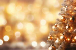 jul och ny år bakgrund med bokeh lampor ai genererad foto