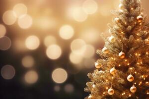 jul och ny år bakgrund med bokeh lampor ai genererad foto