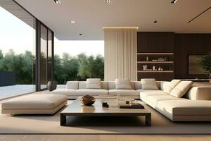 lyx modern levande rum med vit soffa och kaffe tabell foto