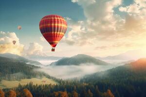 varm luft ballong flygande över Kappadokien, Kalkon. ai genererad foto