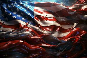 amerikan flagga vinka i de vind. 3d tolkning, illustration. foto