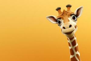 giraff isolerat på orange bakgrund med kopia Plats för din text ai genererad foto