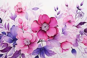 abstrakt blommig bakgrund. vattenfärg målning. ritad för hand illustration. ai genererad foto