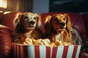 tax och retriever i de bio eller film teater ai genererad foto