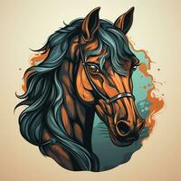 häst porträtt i vattenfärg stil. vektor illustration av en häst. ai genererad foto
