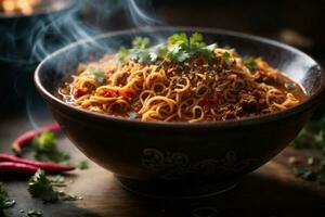 aptitretande och frestande traditionell kryddad spaghetti foto