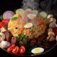 aromatisk basmati biryani tillverkad med generativ ai foto