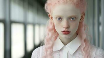 skön albino flicka. generativ ai foto