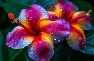 tropisk blomma makro. generera ai foto