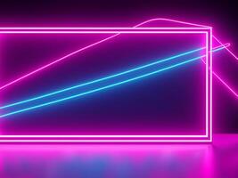 3d neon ram. abstrakt neon ljus i de rum bakgrund foto