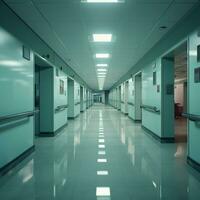 sjukhus korridor, ambulans. medicinsk klinik begrepp. ai genererad. foto