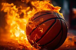 brinnande brand basketboll boll sport logotyp generativ ai foto