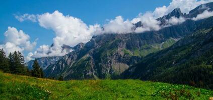 landskap av de alps i schweiz i sommar foto