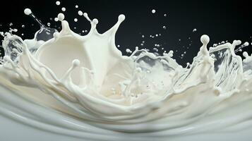 vit mjölk Vinka stänk med stänker och droppar generativ ai foto