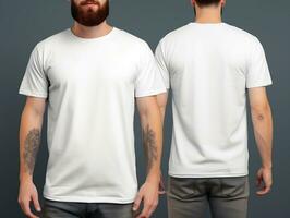 manlig t-shirt mockup, överdimensionerad vit t-shirt generativ ai foto
