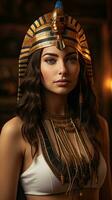 skön kvinna tycka om drottning av egypten cleopatra. generativ ai foto