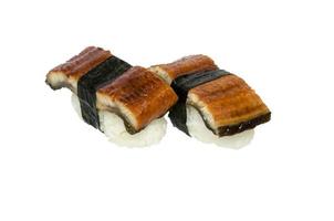 unagi sushi vit bakgrund foto