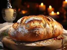 ai generativ bageri kloster utsökt bröd Foto