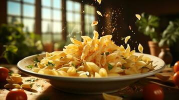 ai generativ italiensk pasta maträtt mat Foto