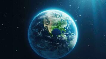skön se av de planet jord från Plats. 3d illustration. ai generativ foto