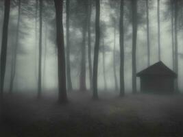 dimmig skog atmosfär med en lynnig stil foto