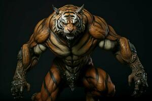 muskulös bodybuilding tiger. generera ai foto