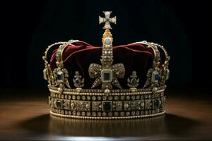 historisk guld storbritannien krona. generera ai foto