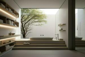 naiv samtida minimalistisk badrum ljus. generera ai foto