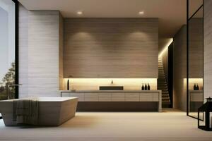 ultramoderna samtida minimalistisk badrum ljus. generera ai foto