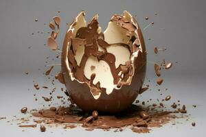 smulig exploderad mjölk choklad ägg påsk. generera ai foto