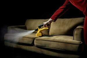 effektiv rengöring soffa service. generera ai foto