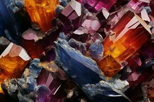 vibrerande färgrik mineraler närbild. generera ai foto