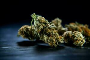 torkades cannabis knoppar läkemedel. generera ai foto