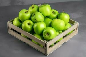 trä- spjällåda grön äpple naturlig. generera ai foto