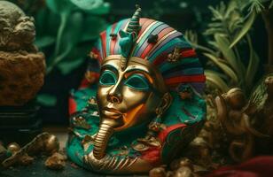 faraon mask färgrik. generera ai foto