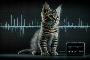 veterinär begrepp ,puls, kattens hjärtslag. generativ ai. foto