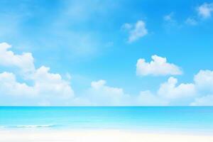 strand med blå himmel och vit moln. generativ ai foto