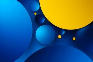 abstrakt blå och gul cirklar bakgrund. generativ ai foto