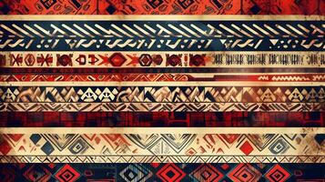 ett gammal stam- mönster med röd, blå och vit färger. generativ ai foto